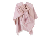 Sweet Daily Knit Wrap, Delicate Striped Trim Tie Dye Print, Pastel Pink V1221-XM-LB2162-ZS57