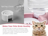 Cat Food and Water Bowl 2 in 1 with Automatic Water Dispenser Pink, 500 ml V1237-ZY-818-304