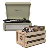 Crosley Voyager Sage - Bluetooth Portable Turntable & Record Storage Crate V398-CR8017BSC-SA4