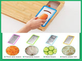 CARLA HOME Large Bamboo Cutting Board and 4 Containers with Mobile Holder gift included for Home LSB-36021
