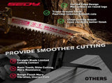 5-Piece 12" Reciprocating Saw Blades 6TPI Wood Pruning Curved Edge CR-V Steel V465-82073