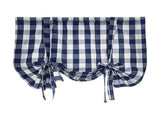 1*Curtain Blue and White Check Ups Farmhouse Thermal Insulated Window Adjustable Balloon V1369-AZ3-W-19862