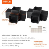 VEVOR Pergola Bracket Kit 152x152mm, 2pcs 4-Way Heavy Duty Corner Bracket Woodworks DIY Post Base V952-LPJJST2PCS6X19RDFV0