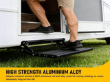 Heavy Duty Pull-Out Caravan Step, Folding Aluminium RV Step V1181-POS-SINGLE-BK