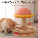 Small Pink Interactive Cat Scratching Post with Ball Track - Fun Mushroom-Shaped Cat Toy for Play, V888-ELOSUNG13626