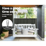 Gardeon Porch Swing Chair with Chain Garden Chair Outdoor Furniture Wooden White ODS-1956W-WH