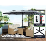 Instahut 4.57m Outdoor Umbrella Beach Pole Garden Tilt Charcoal UMB-POLE-4-TR-CO