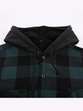 Men's Shirt Padded Warm Lined Shirts Men's Casual Shirt with Pockets Men's Hooded V1237-ZY-203-0026