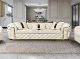 3-1-1 Seater Sofa Set Beige Velvet Fabric Solid Wood construction Gold Stainless Steel Trim V43-SET-DUK-3-1-1