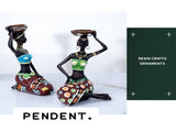 2PCS Vintage African Women Statue Candle Holders Resin Figurines Fits Up to 3.5cm Diameter Candles V1294-YM0523-220329XA01