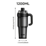 Giant Straw Tumbler Large Capacity Insulated Tumbler Ceramic Lined Cup - Silver - grey - Size V1102-122-62231-SIL-PORCELAIN-1200ML