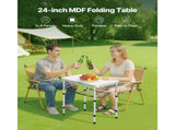 Folding Camping Table, Adjustable Height Portable Side Tables, Aluminum MDF Beach Table with Mesh V952-MDBKHWZDZ24Y0Q4P4001V0