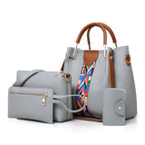 Grey Elegant 4-Piece Women's Handbag Set - Stylish PU Leather Tote, Shoulder Bag, Clutch, and Wallet V888-ELOSUNG17350