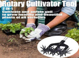 2-in-1 Garden Rotary Cultivator Tool with Star Wheel Spike Design for Soil Loosening, Weeding, and V1341-ZY-F4V35QJH-BLACK