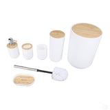 6PCS Bathroom Accessories Set PP Trash Can Soap Dispenser Soap Dish Toothbrush Holder Cup Toilet V1294-YM0901-3112240060811