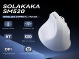 SOLAKAKA SM520 Tri-Mode Vertical Ergonomic Mouse, 24000 DPI Programmable Wireless Vertical V1300-SM520-WHITE