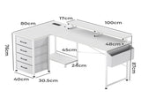 Levede L Shaped Gaming Desk with Storage Drawers White DH1072-WH-AU