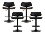 Artiss 4x Bar Stools Kitchen Dining Chairs Gas Lift Stool Wooden Leather Black BA-TW-8095-BKX4