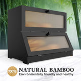 CARLA HOME Double Layer Bamboo Bread Box for Kitchen Counter - Large Capacity Bread Storage V178-36199