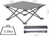Roll Up Camping Table with Carry Bag, Lightweight Aluminium Table for Picnics, BBQs, Travel and V1189-LC-AMZ-00056