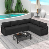 Alfresco Contemporary All-Weather Lounge Set – Charcoal Grey V264-OTF-543A-DGR-7PC