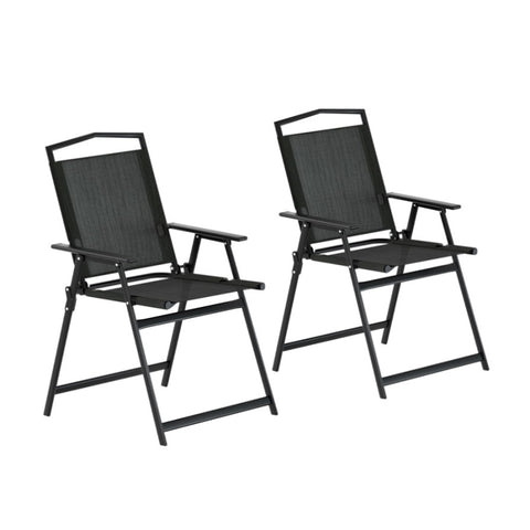 Gardeon Outdoor Chairs Portable Folding Camping Chair Steel Patio Furniture ODF-CHAIR-FOLD-BK-2X