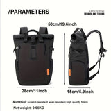 Roll-Top Backpack Travel Backpack Water-Resistant Backpack Unisex Backpack - Black - Size M V1347-127-40736-BLK-M