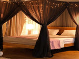 Square Mosquito Net, Suitable for Single to Queen Sized Beds, 4 Side Openings & 26 ft Hanging Rope, V1192-AZ-W-22007
