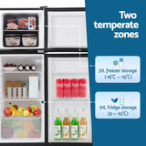 Devanti 122L Two Door Bar Fridge Mini Fridge with Freezer Black BF-F-D-122L-BK