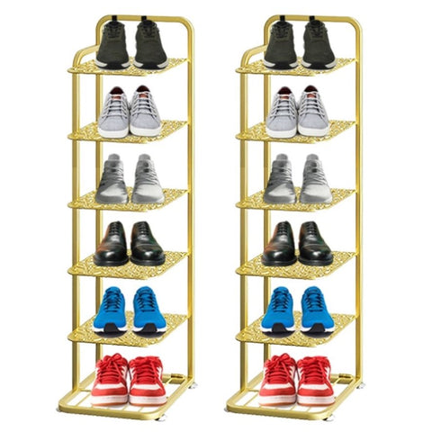 SOGA 2X 6 Gold Plated Metal Shoe Organizer Space Saving Portable Footwear Storage ShelfSOGA 6 FPOTXJ1221X2