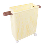 Laundry Hamper Creamy White PP Foldable Laundry Basket with Wheels for Dirty Clothes L V1294-YM0901-3117250020911