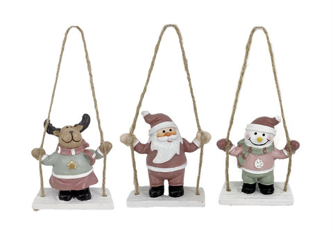 bulk 24 Xmas Hanging Swing Deco Assort 13cm V637-XMS31206