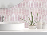 Pink Long Hexagon Tile Peel and Stick Backsplash, 10 Sheets Self-Adhesive Wall Tiles Stick on Back V1192-AZ-W-3713