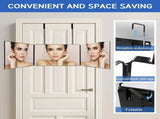 Black Trifold Self Hair Cutting Mirror with Adjustable Hooks - 3-Way Folding Mirror for Barber Use, V888-ELOSUNG50672