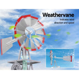 Garden Windmill 6FT 186cm Metal Ornaments Outdoor Decor Ornamental Wind Will GWM-6FT-GR