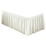 Twin XL Dorm Bed Skirt Extra Long Drop Wrap Around Elastic Dust Ruffle White Soft Fabric Machine V1369-AZ3-W-11039