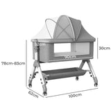 Bopeep Baby Cot Bed Crib Portable Bassinet KD1109-GY