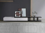 TV Cabinet with 2 Storage Drawers With High Glossy Assembled Entertainment Unit in Black & White V43-TVC-GND-B&W