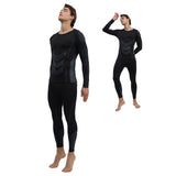 Men Thermal Underwear Set Shirt Pants Autumn Slim Fit Thermal Underwear Top Bottom Set Black XL V1294-YM0901-3117240269314