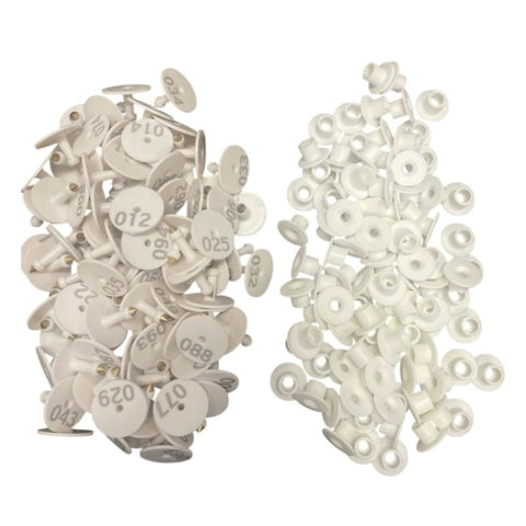 1-100 Cattle Number Ear Tag Set - Round White Pig Sheep Goat Livestock Label V238-SUPDZ-40208927621200