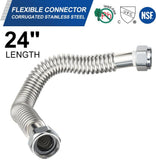 (Pack of 2) 24-inch 1" FIP X 1" FIP Flexible Stainless Steel Corrugated Hose Connector for Water V1258-DP02-C-2398
