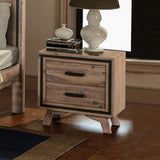 Bedside Table 2 drawer Night Stand with Solid Acacia Storage in Sliver Brush Colour V43-BST-SSH