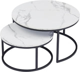 Nesting Coffee Table Faux Marble Small Round Coffee Tables - Black V957-RLX39671015K