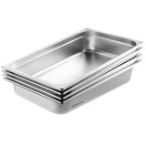 4 Pack Hotel Pans, Full Size Anti-Jam Steam Pan with Lid, 0.8mm Thick Stainless Steel Steam Table V952-11QCCPYG4YCSH7PULV0