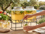 CARLA HOME 2 Pack Glass Drink Dispensers with Juice Pot Stand - 4L V178-36510