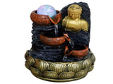 Desktop Buddha Statue Fountain Flowing Water Ornament with Light and Ball Resin Landscape V1294-YM0901-3111200176011