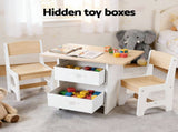 Keezi Kids Table and 2s Set Wooden Activity Table wit 2 Storage Drawers, Toddler Table and KTC-G-MS-NT