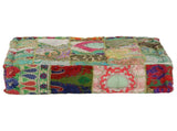 Patchwork Pouffe Square Cotton Handmade 50x50x12 Cm Green 43_246576