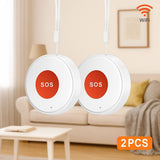elderly emergency button, SOS medical alarm, wireless emergency system, remote notification, V1102-144-13252-WHT-2PCS
