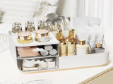 Makeup Organizer Multifunctional Skincare Cosmetic Storage with 2 Drawers for Vanity Desktop White V1294-YM0901-3117240232211
